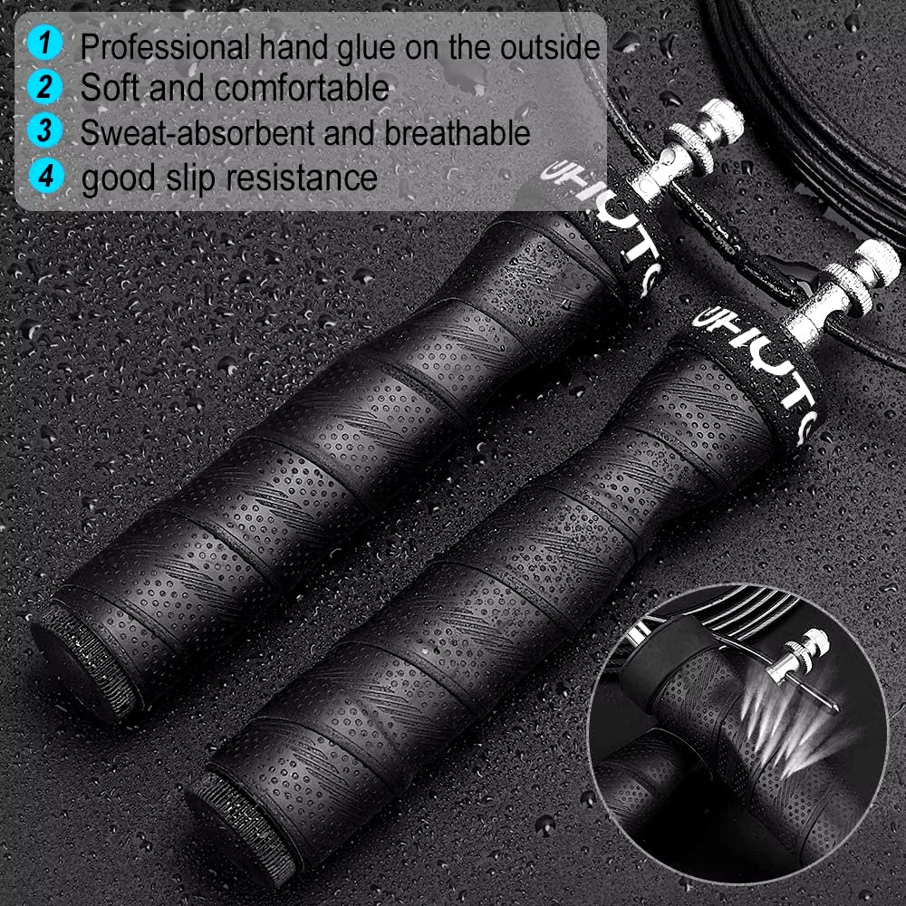 Cuerda para Saltar con Peso – Cuerda de Velocidad Antienredos con Rodamientos de Bolas para Ejercicio y Fitness, Ajustable y de Alta Velocidad
