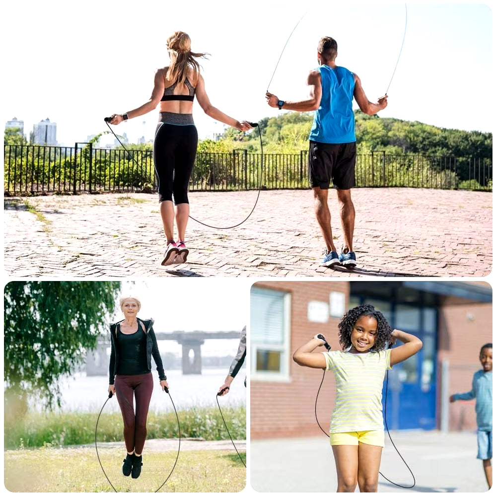 Cuerda para Saltar con Peso – Cuerda de Velocidad Antienredos con Rodamientos de Bolas para Ejercicio y Fitness, Ajustable y de Alta Velocidad