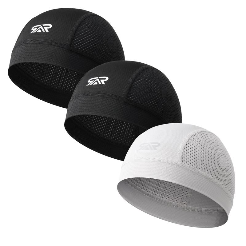 Longlong – Pack de 2 gorros transpirables tipo ‘skull cap’ para hombre. Ligeros, absorben el sudor. Para usar debajo del casco en ciclismo, motociclismo, running o como bandana.