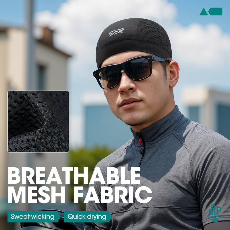 Longlong – Pack de 2 gorros transpirables tipo ‘skull cap’ para hombre. Ligeros, absorben el sudor. Para usar debajo del casco en ciclismo, motociclismo, running o como bandana.