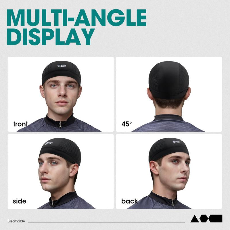 Longlong – Pack de 2 gorros transpirables tipo ‘skull cap’ para hombre. Ligeros, absorben el sudor. Para usar debajo del casco en ciclismo, motociclismo, running o como bandana.