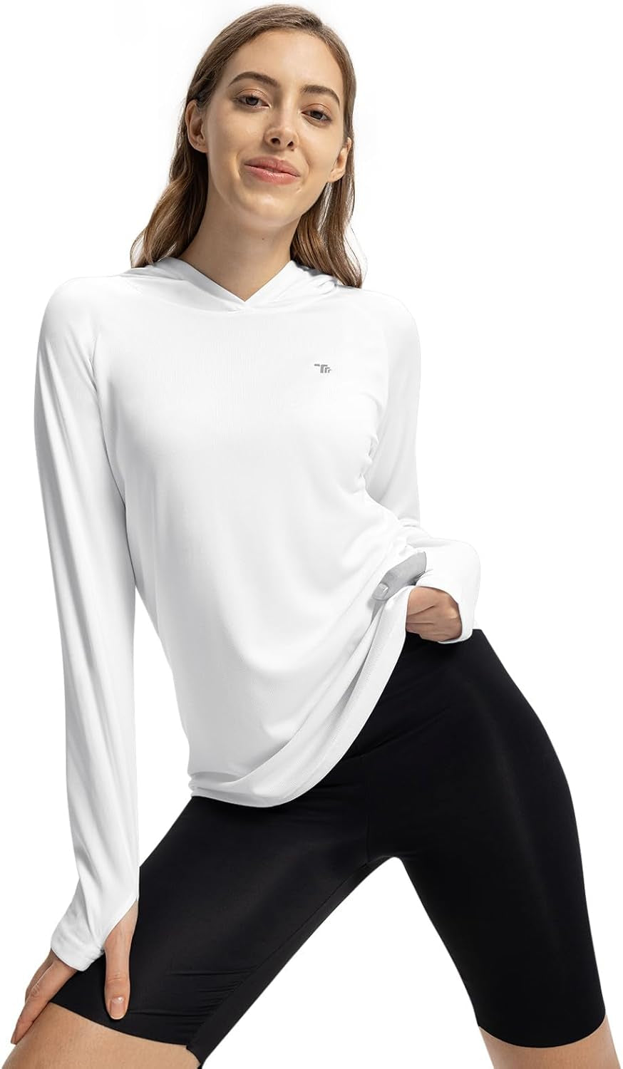 Sudadera con capucha y protección solar UPF 50+ para mujer, manga larga, ligera, para pesca, senderismo, actividades al aire libre, protección UV
