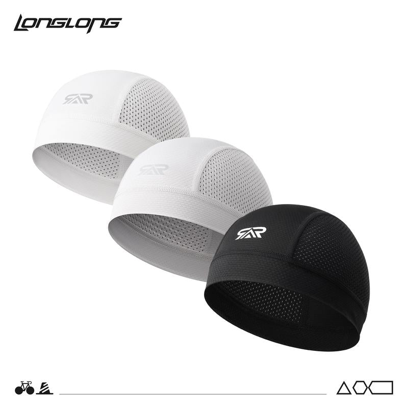 Longlong – Pack de 2 gorros transpirables tipo ‘skull cap’ para hombre. Ligeros, absorben el sudor. Para usar debajo del casco en ciclismo, motociclismo, running o como bandana.