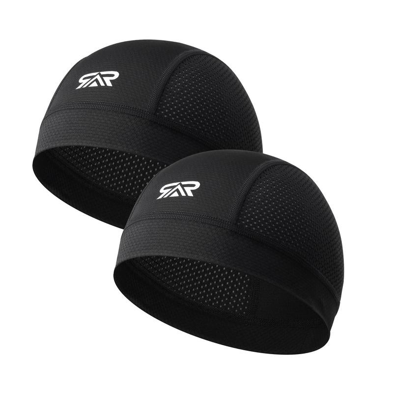 Longlong – Pack de 2 gorros transpirables tipo ‘skull cap’ para hombre. Ligeros, absorben el sudor. Para usar debajo del casco en ciclismo, motociclismo, running o como bandana.