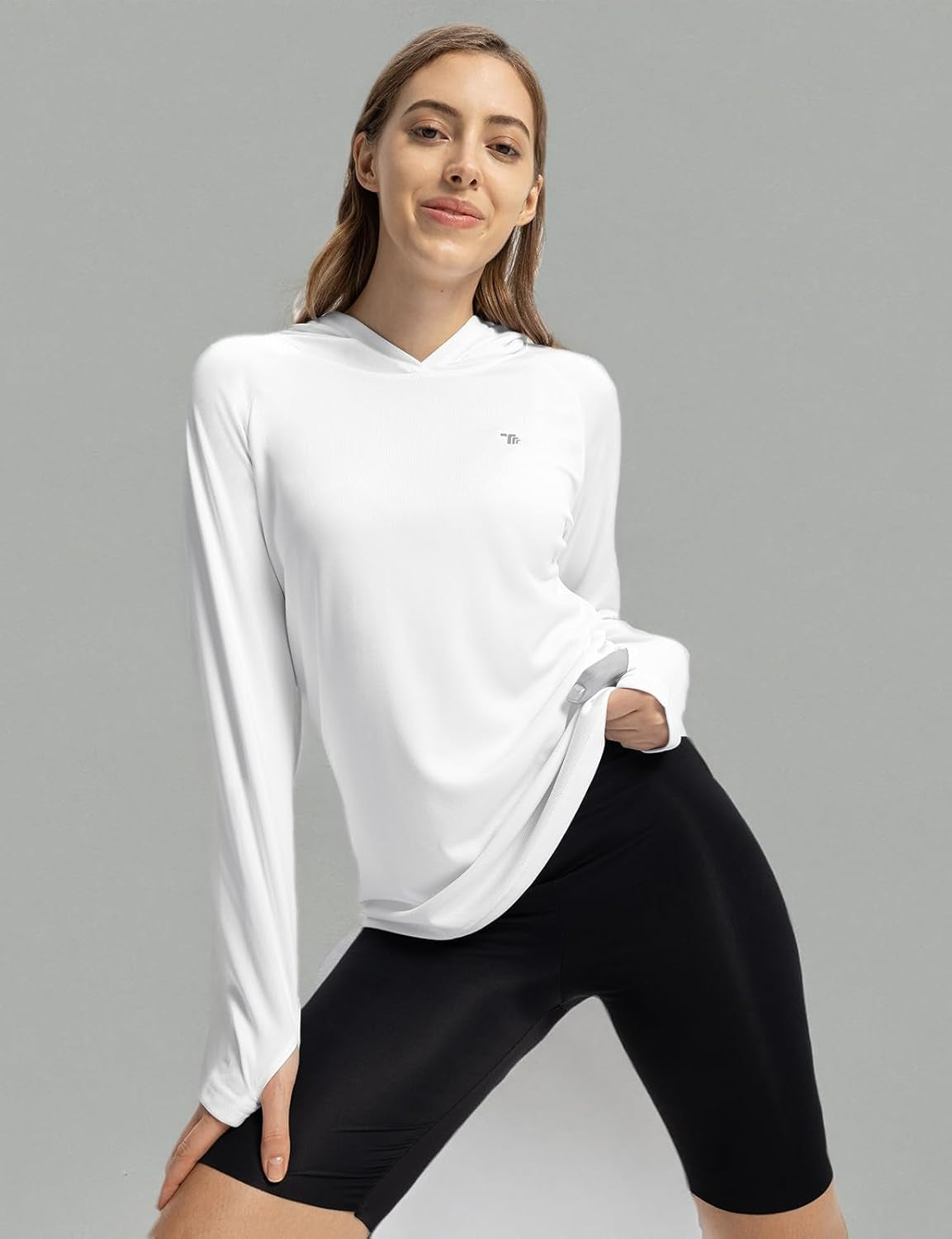 Sudadera con capucha y protección solar UPF 50+ para mujer, manga larga, ligera, para pesca, senderismo, actividades al aire libre, protección UV