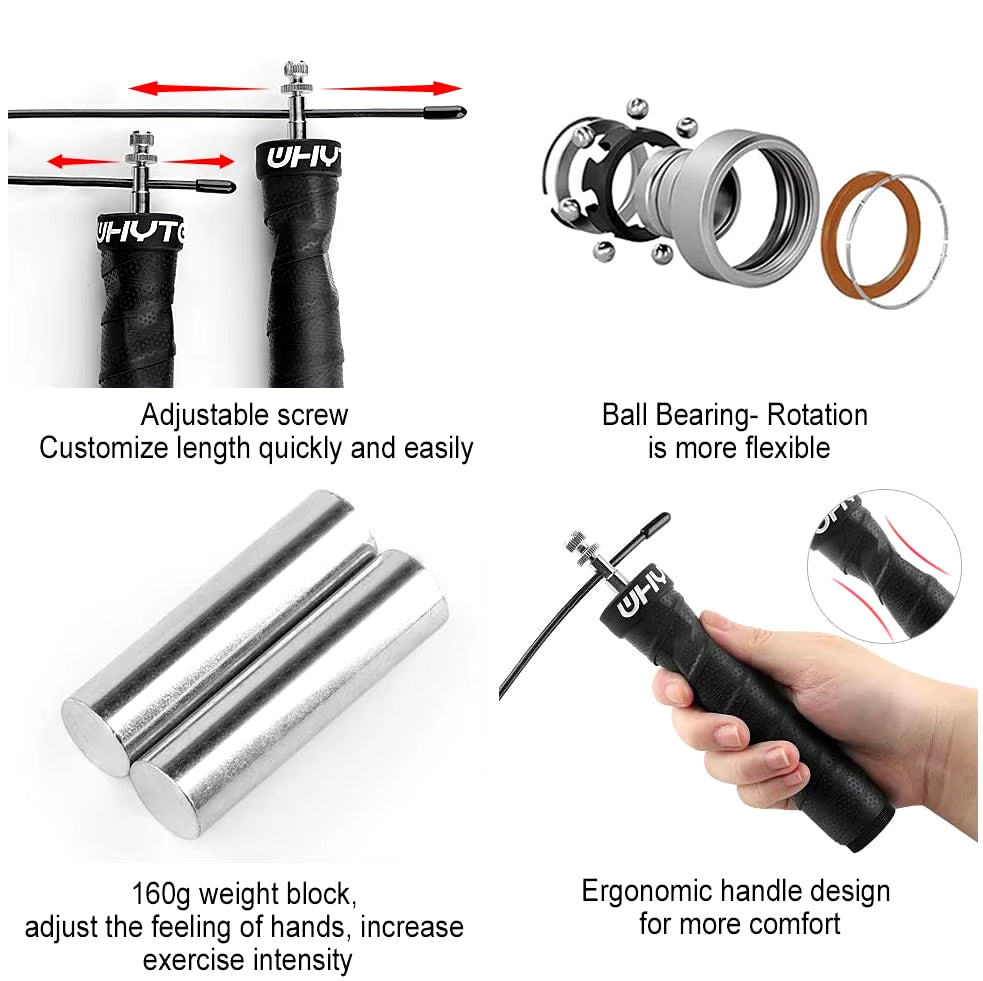 Cuerda para Saltar con Peso – Cuerda de Velocidad Antienredos con Rodamientos de Bolas para Ejercicio y Fitness, Ajustable y de Alta Velocidad