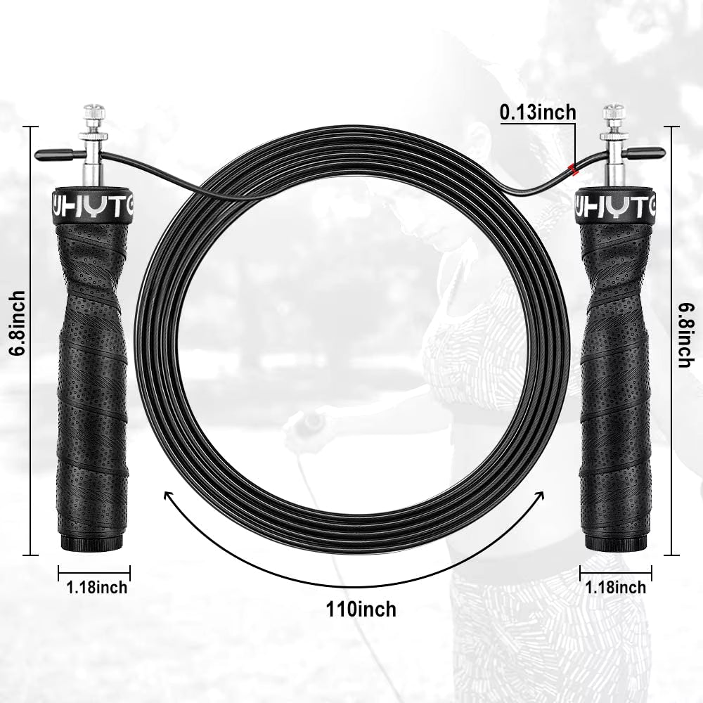 Cuerda para Saltar con Peso – Cuerda de Velocidad Antienredos con Rodamientos de Bolas para Ejercicio y Fitness, Ajustable y de Alta Velocidad