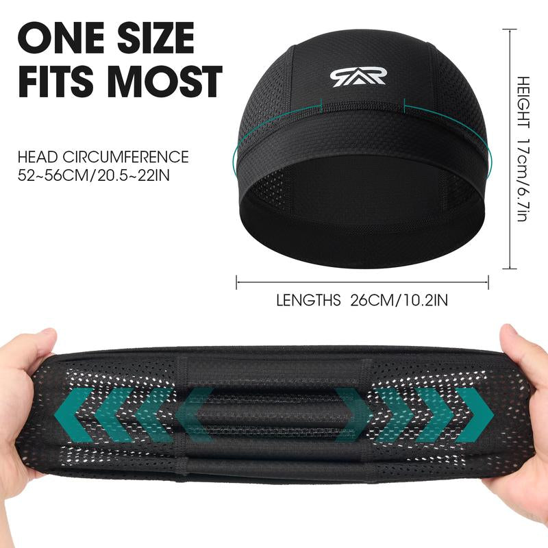 Longlong – Pack de 2 gorros transpirables tipo ‘skull cap’ para hombre. Ligeros, absorben el sudor. Para usar debajo del casco en ciclismo, motociclismo, running o como bandana.