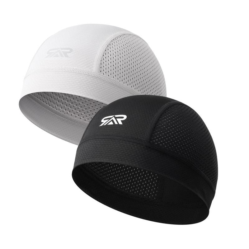 Longlong – Pack de 2 gorros transpirables tipo ‘skull cap’ para hombre. Ligeros, absorben el sudor. Para usar debajo del casco en ciclismo, motociclismo, running o como bandana.