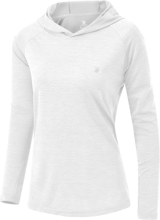 Sudadera con capucha y protección solar UPF 50+ para mujer, manga larga, ligera, para pesca, senderismo, actividades al aire libre, protección UV